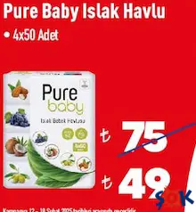 PURE BABY ISLAK HAVLU 4X50 ADET